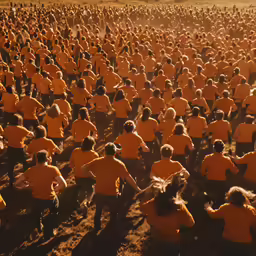 a large group of people standing next to each other in front of the camera