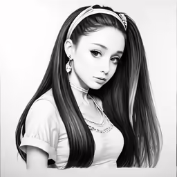 a girl with long hair and earrings