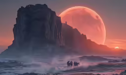 a bunch of people are standing on a beach
