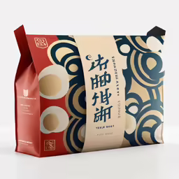 tea bag with asian writing on it, next to the packaging for its