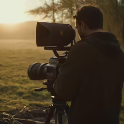 a man taking a picture while sitting in a chair