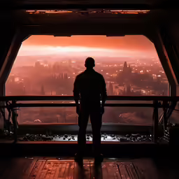 a man standing in front of an observatory looking at the city