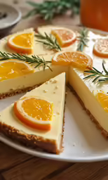 cheesecake with orange slices and orange slices cut into slices