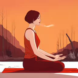 a person sitting in a lotus position with their arms outstretched,a woman is sitting on the ground doing yoga exercises