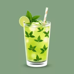 a green glass with a lime and a straw