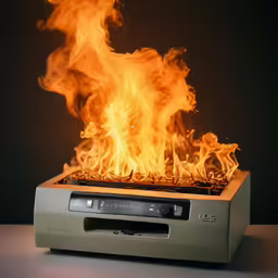 a stove top fire with flames going off