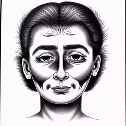 a drawing of an elderly person with his hair in top of him,an illustration of a woman