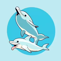 two dolphin swim in the water inside a circle,a couple of dolphins swimming in a body of water