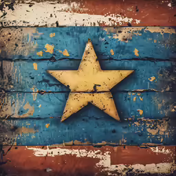 an old wooden texas flag with a big yellow star