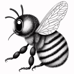 a black and white drawing of a honey bee