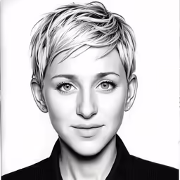 the woman in the black and white photo is smiling