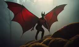 a 3d rendering of a devil standing on a hill