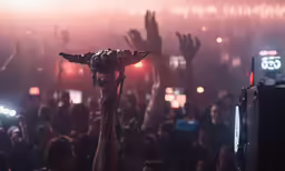 a large crowd is seen clapping their hands at a concert