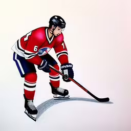 a drawing of an ice hockey player skating
