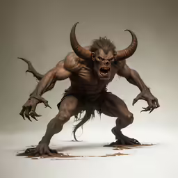 a creature with very long horns and claws