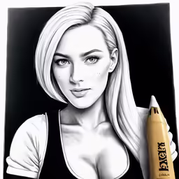 a pencil drawing of a woman with blond hair