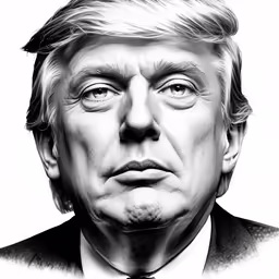the portrait of donald trump is shown in this black and white drawing