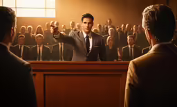 a man with a suit on in front of an audience