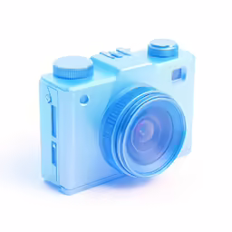 a camera with a wide lens, on a white background