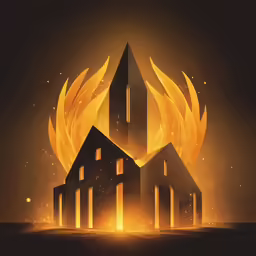 an image of a church with flames coming from it