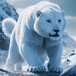 there is a polar bear on top of rocks