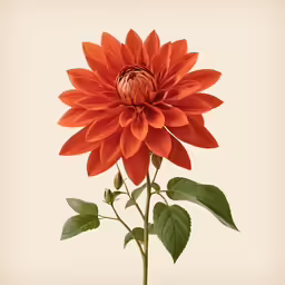 an orange flower with lots of leaves coming off of it