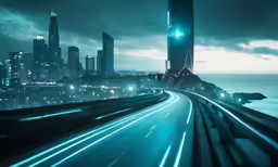 view from a highrise with some traffic in the foreground