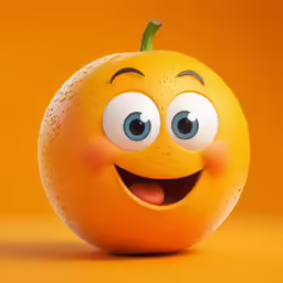 a close up of an orange with a happy face