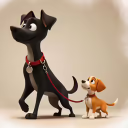 a cartoon image of a dog and a puppy
