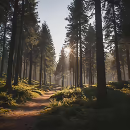 a path between trees that is near some bushes