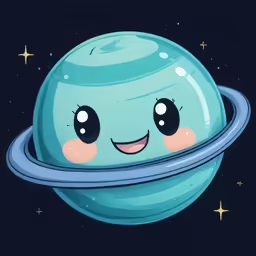 an adorable little blue planet with smiling face