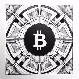 a bitcoin logo is displayed on a piece of art