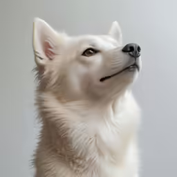the dog has a black nose ring in front of his eyes