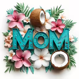 a blue sign that says mom surrounded by flowers