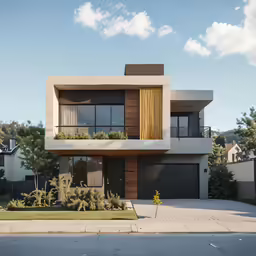 modern style home with planter box and balcony