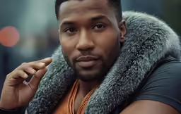 a black man posing with his finger on his nose