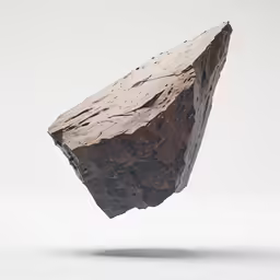a brown rock with a wooden top, suspended in the air
