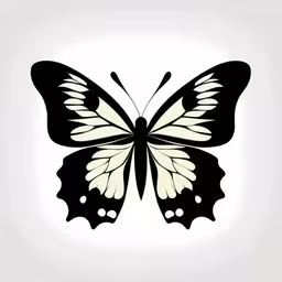 a black and white butterfly, with white outline,an abstract picture of a butterfly flying