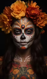 an attractive woman with a day of the dead face painting