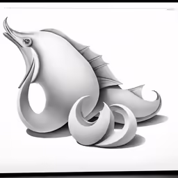 a drawing of a sea horse in black and white