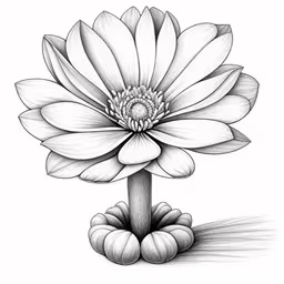 a black and white drawing of a flower