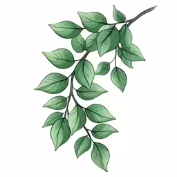 a branch with leaves on white background