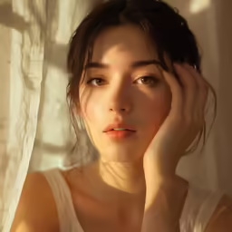 a woman sitting by the window looking ahead