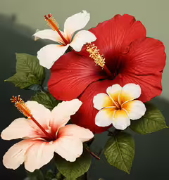 two colorful flowers are on the stem of a flower,two flowers with one red flower, one white flower
