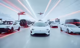 cars driving down an otherwise empty highway at night