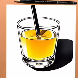 a drawing of a glass of tea with a spoon and the words, tea at dawn