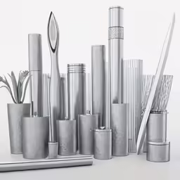 an artistic scene of different things and metallic material