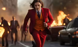 a person with an orange suit and tie is going to fight