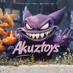 an ad with a cartoon character that is purple