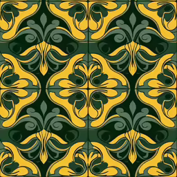a seam of an art nouveau style design with yellow and green